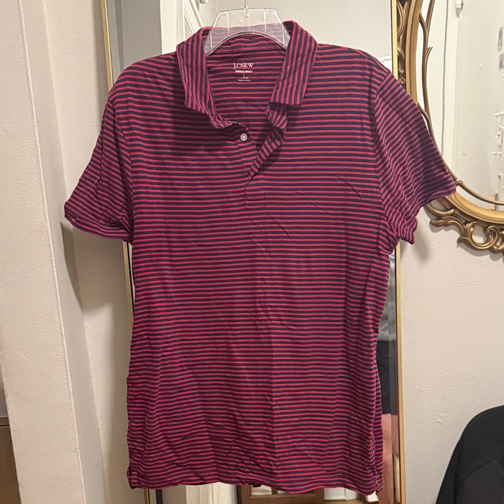 J. Crew Red and Blue Striped Polo Shirt